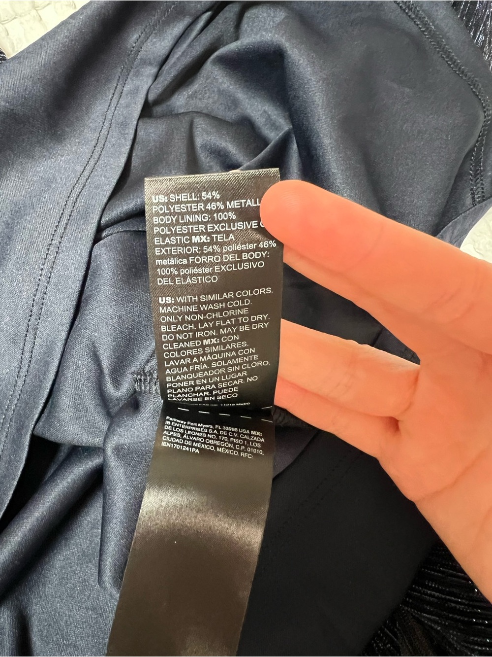 WHBM Shimmery Navy Blue Long Sleeve Dress - Picture 8 of 11